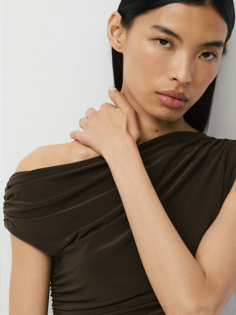 Aritzia Draped Brown Bodysuit Size Small Like New